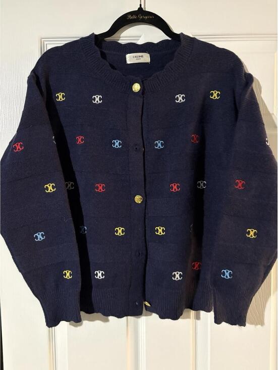 Celine Sweaters - Celine Paris Arc De Triomphe Embroidered Cardigan Size Medium